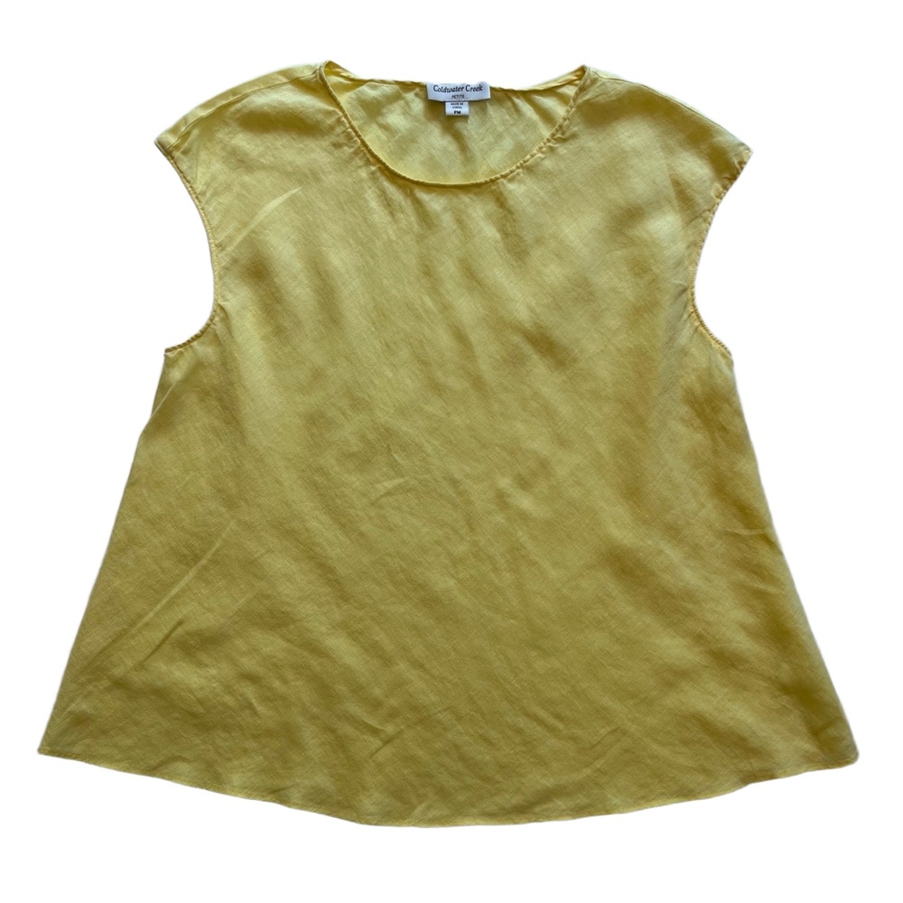 Coldwater Creek 100% Linen Butter Yellow Sleeveless Casual Top Size PM